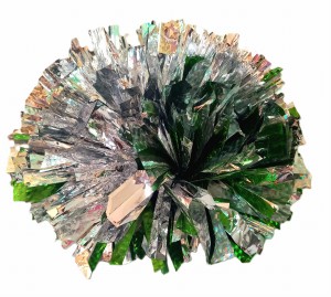 POMPON  AMERYKAŃSKI   SREBRNO -ZIELONY  HOLOGRAM