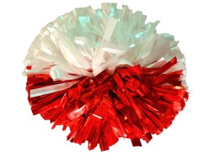POMPON  BIAŁO - CZERWONY  DUŻY 40 cm