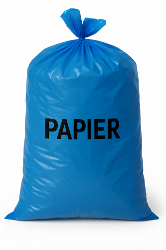 worki na śmieci, worki na odpady, worki do selektywnej  zbiórki,Odpady  Śmieci  Sortuj  Segregacja  Recykling  Czystość  Porządek  Ekologia , Niebieski worek (papier): Papier  Karton  Gazety  Zeszyty