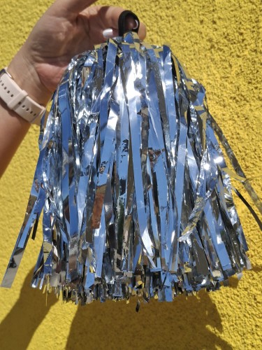 POMPON  Srebrny  średnica 40cm gruby i mięsisty