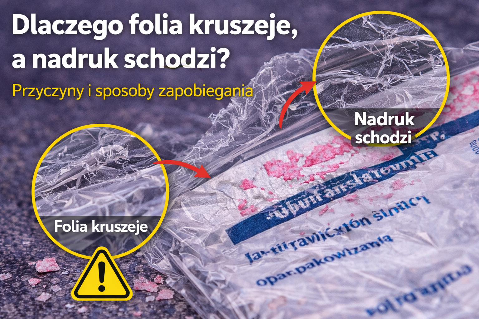 Folia, która kruszeje i nadruk, który się ściera, to najczęściej efekt niskiej jakości materiału lub źle dobranej technologii produkcji. Takie opakowanie nie tylko traci swoje właściwości ochronne, ale również negatywnie wpływa na wizerunek produktu i marki. Właściwy dobór folii i nadruku pozwala uniknąć strat oraz zwiększyć trwałość i estetykę opakowania.